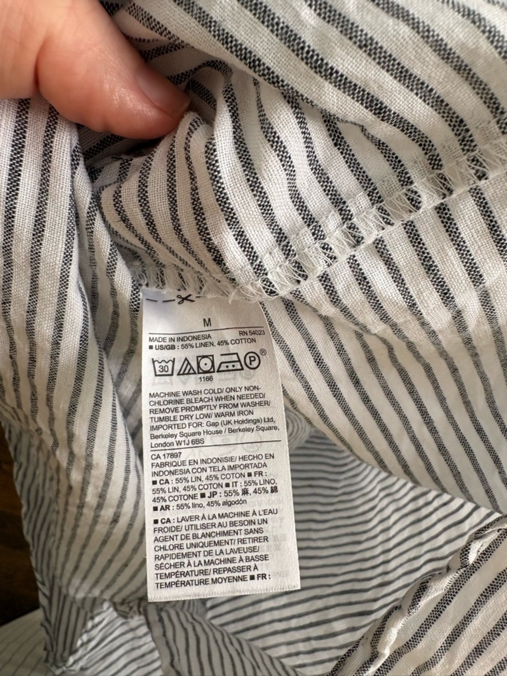 Gap Sleeveless Cotton Linen Blend Dress Cover Up Black White Stripe Draw String - Picture 6 of 6